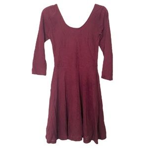 ABERCROMBIE & FITCH • Lace Fit & Flair Lined Skater Dress Burgundy • Size Large